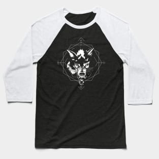 Wolf Head with Angry Expression Baseball T-Shirt